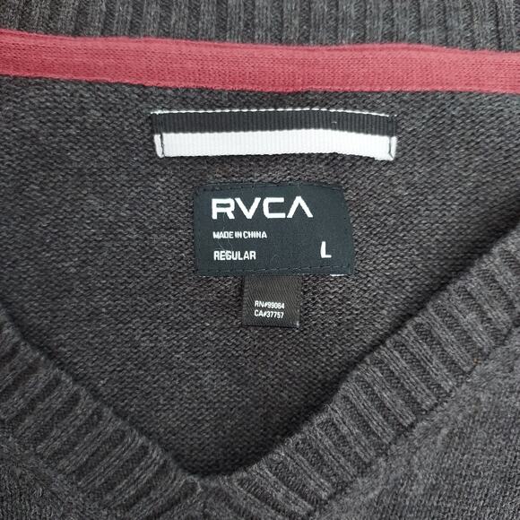 RVCA Rugged Colorblock Striped Pullover V Neck Cotton Sweater Men Size Large - Picture 3 of 5
